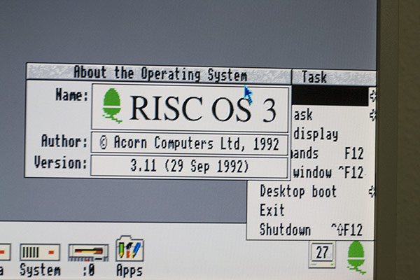 The desktop of the ARM3 A3010 with RISC OS 3.11 
