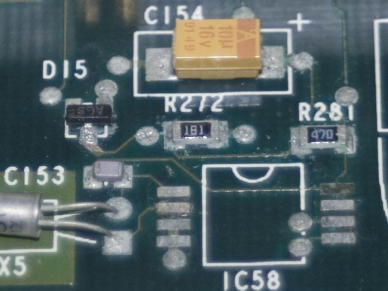 The A5000 RTC and Charging circuit after removing the CMOS RTC chip