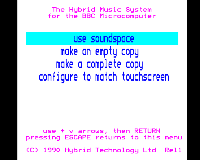 Sound Space for the Hybrid Music System and Microvitec Touchtech 501 