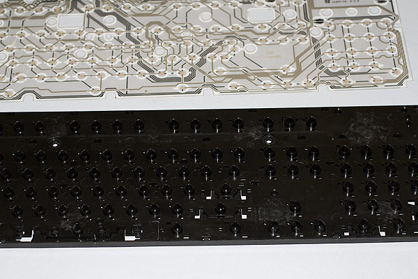 The A3000 keyboard chassis with all keys removed and then cleaned.