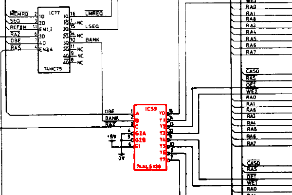 The RAM control line schematic for an Acorn A310