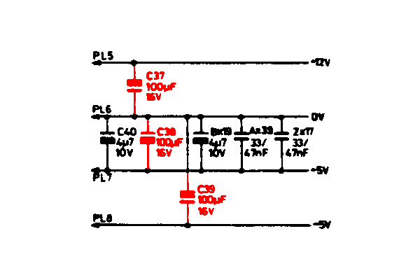 The A310 schematic showing decoupling capacitors