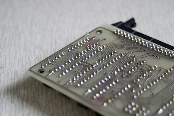 A jaunty shot of the solder side of the Slogger Pegasus board