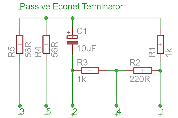 The circuit diagram of a passive Econet Terminator