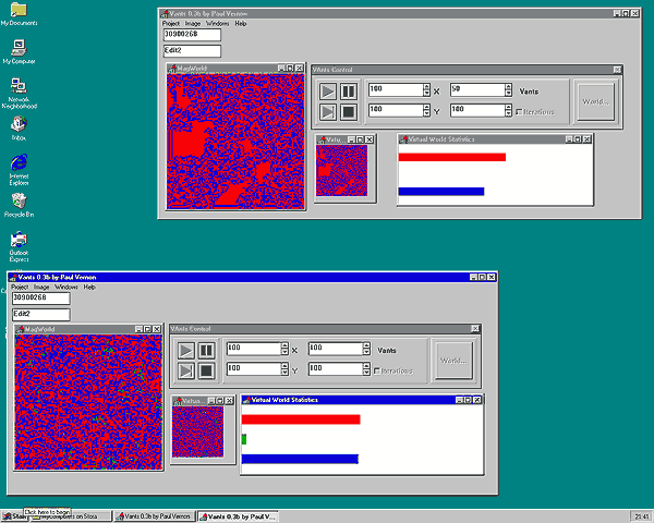 VAnts written in 1995 shown to be multi-tasking on Windows 95